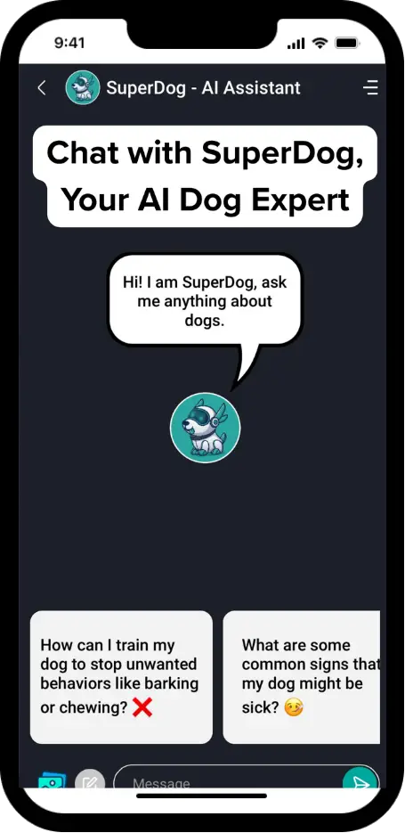 DogPack Super-dog feature - AI assistant providing tailored recommendations for your dog's health, food, and more